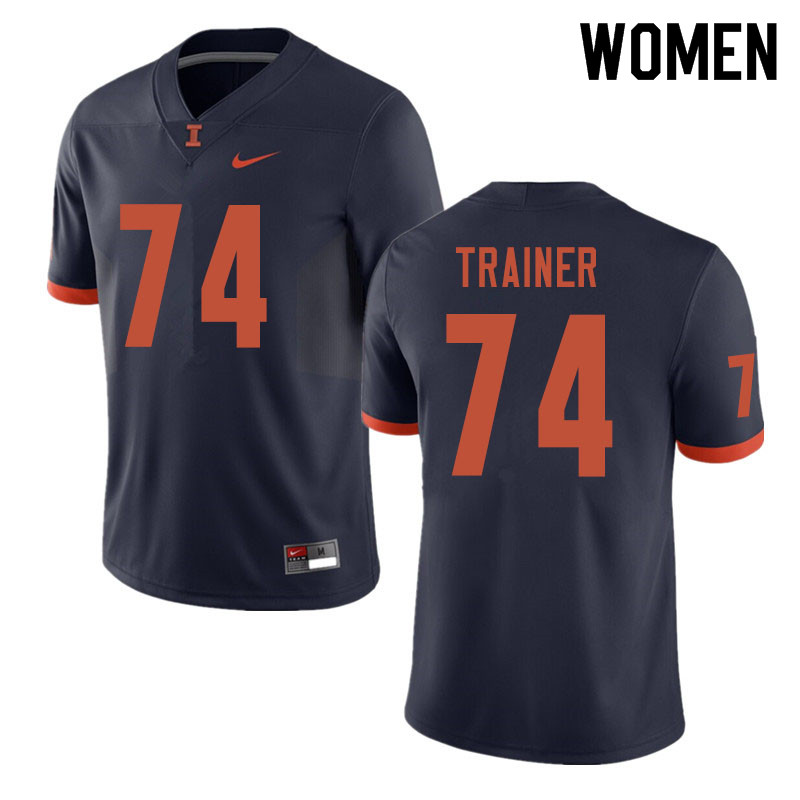 Women #74 Andrew Trainer Illinois Fighting Illini College Football Jerseys Sale-Navy